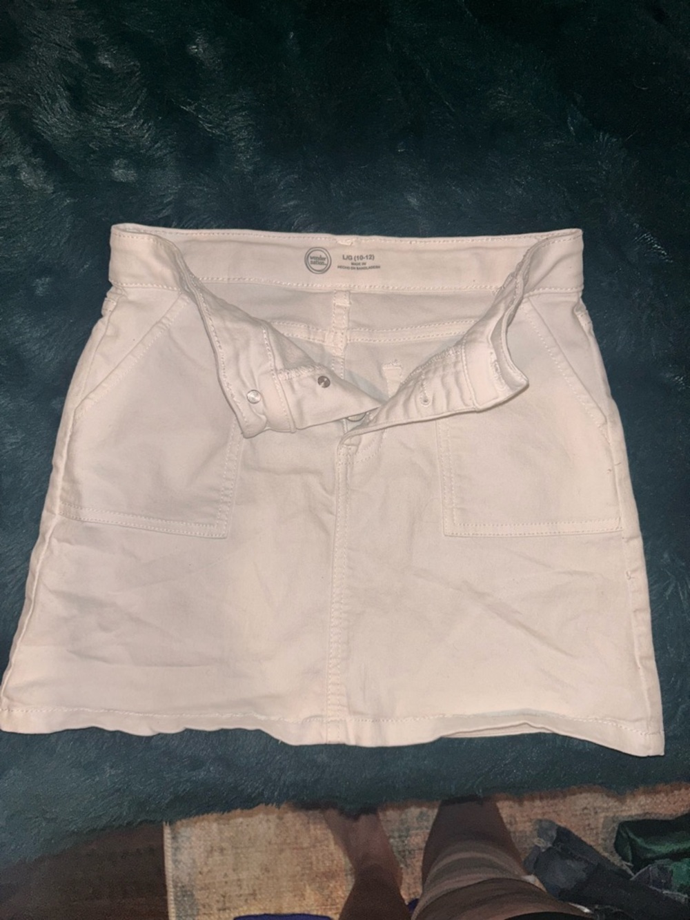wonder nation White Mini Skirt with Front Patch Pockets